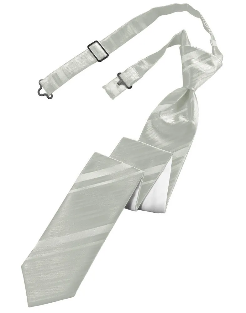 Platinum Striped Satin Skinny Necktie