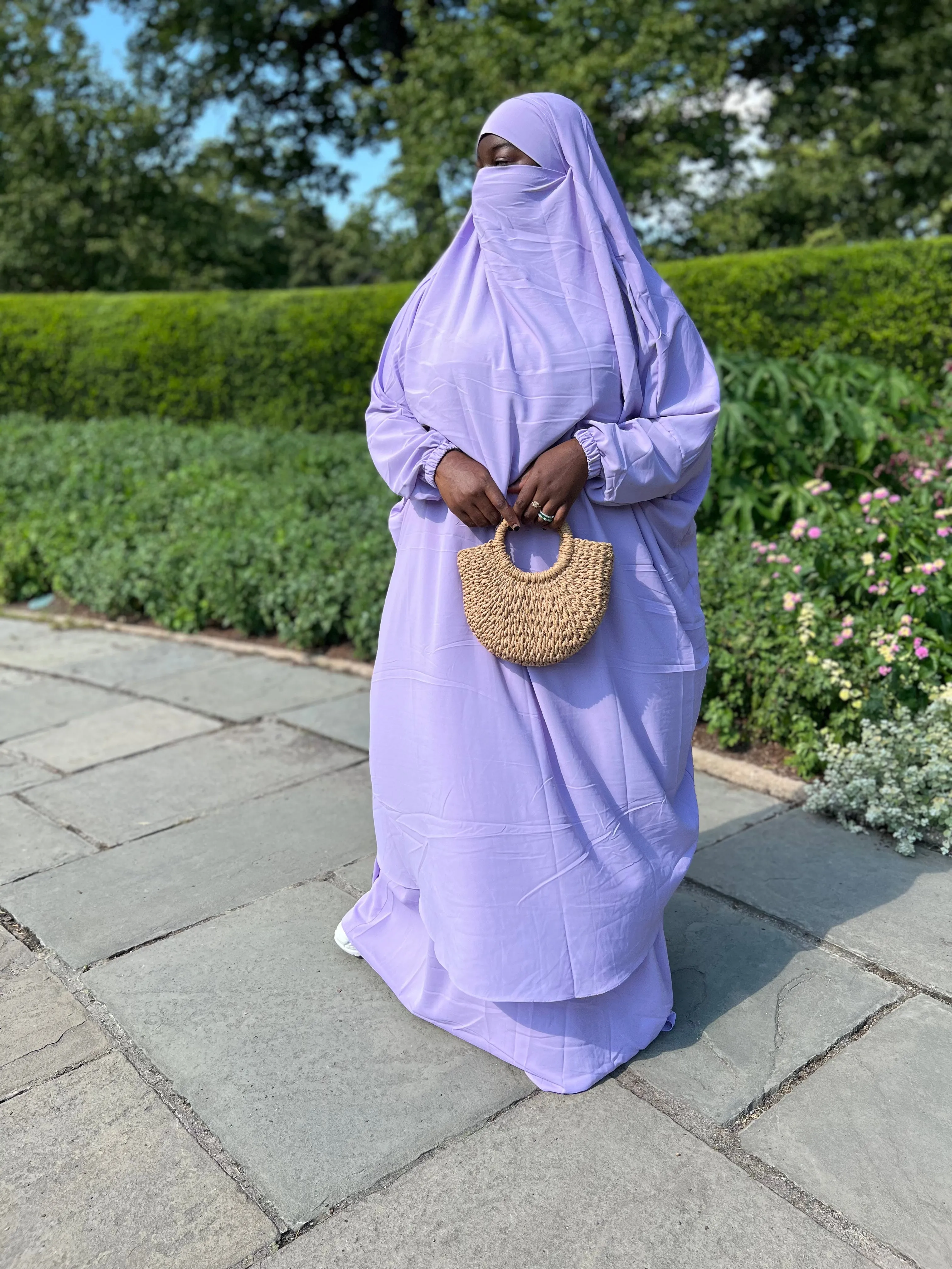 Plus Size 2 pieces jilbabs : Lavender with pocket