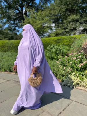 Plus Size 2 pieces jilbabs : Lavender with pocket