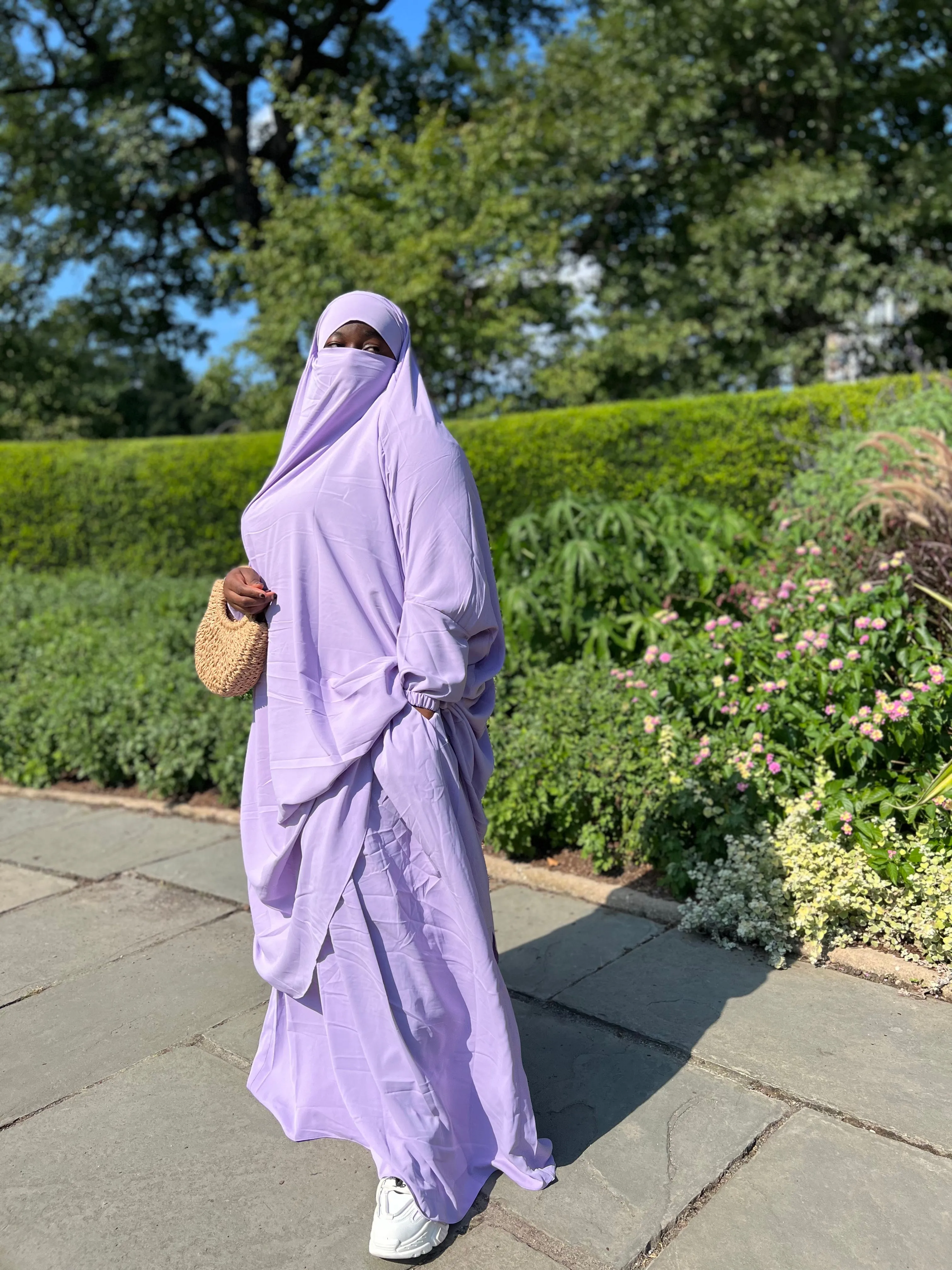 Plus Size 2 pieces jilbabs : Lavender with pocket