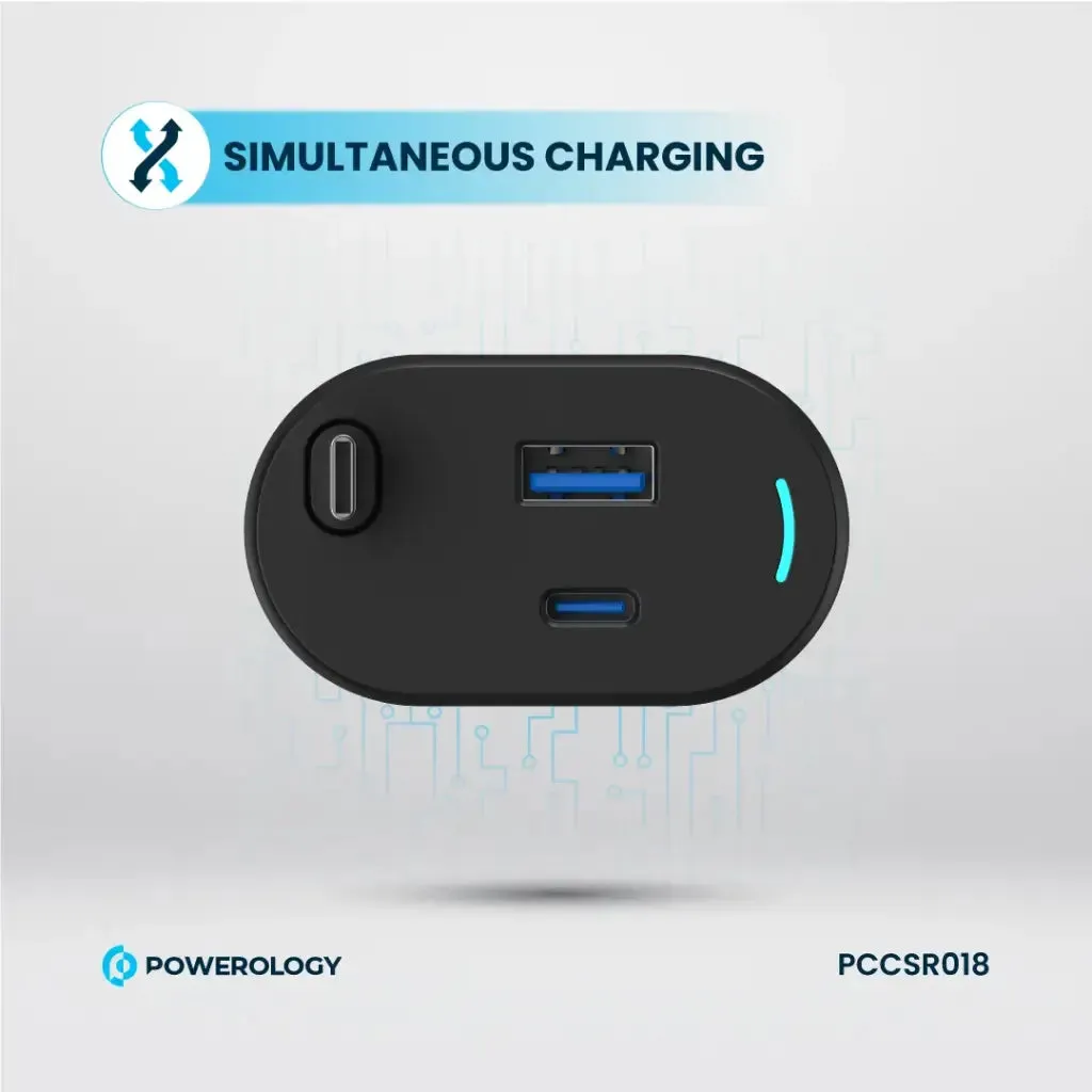 Powerology Type-C Retractable Car Charger