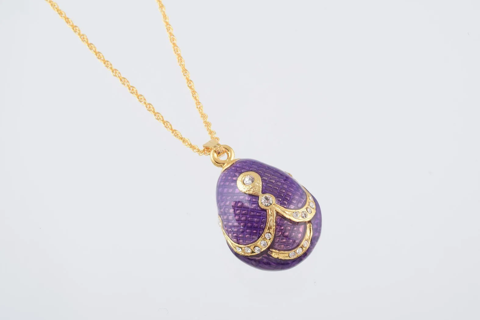 Purple & Gold Egg Pendant Necklace