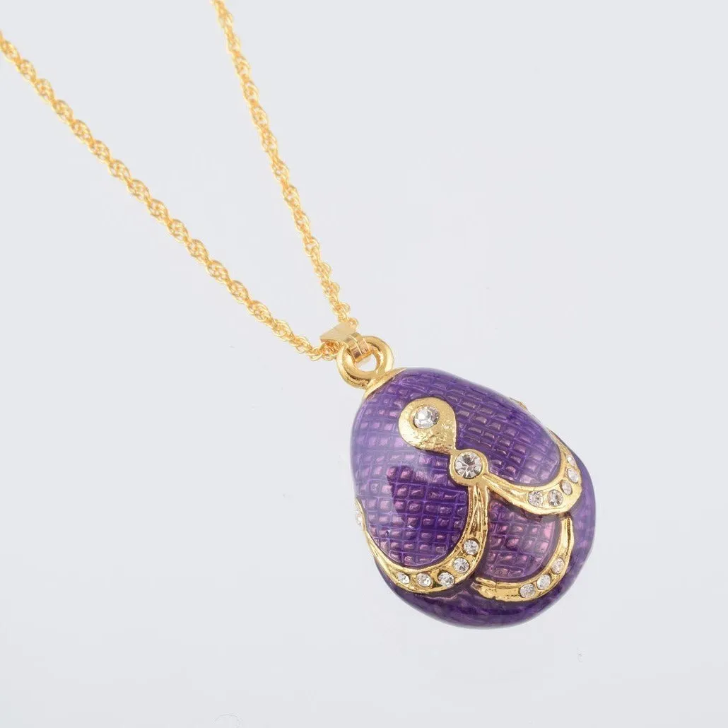 Purple & Gold Egg Pendant Necklace