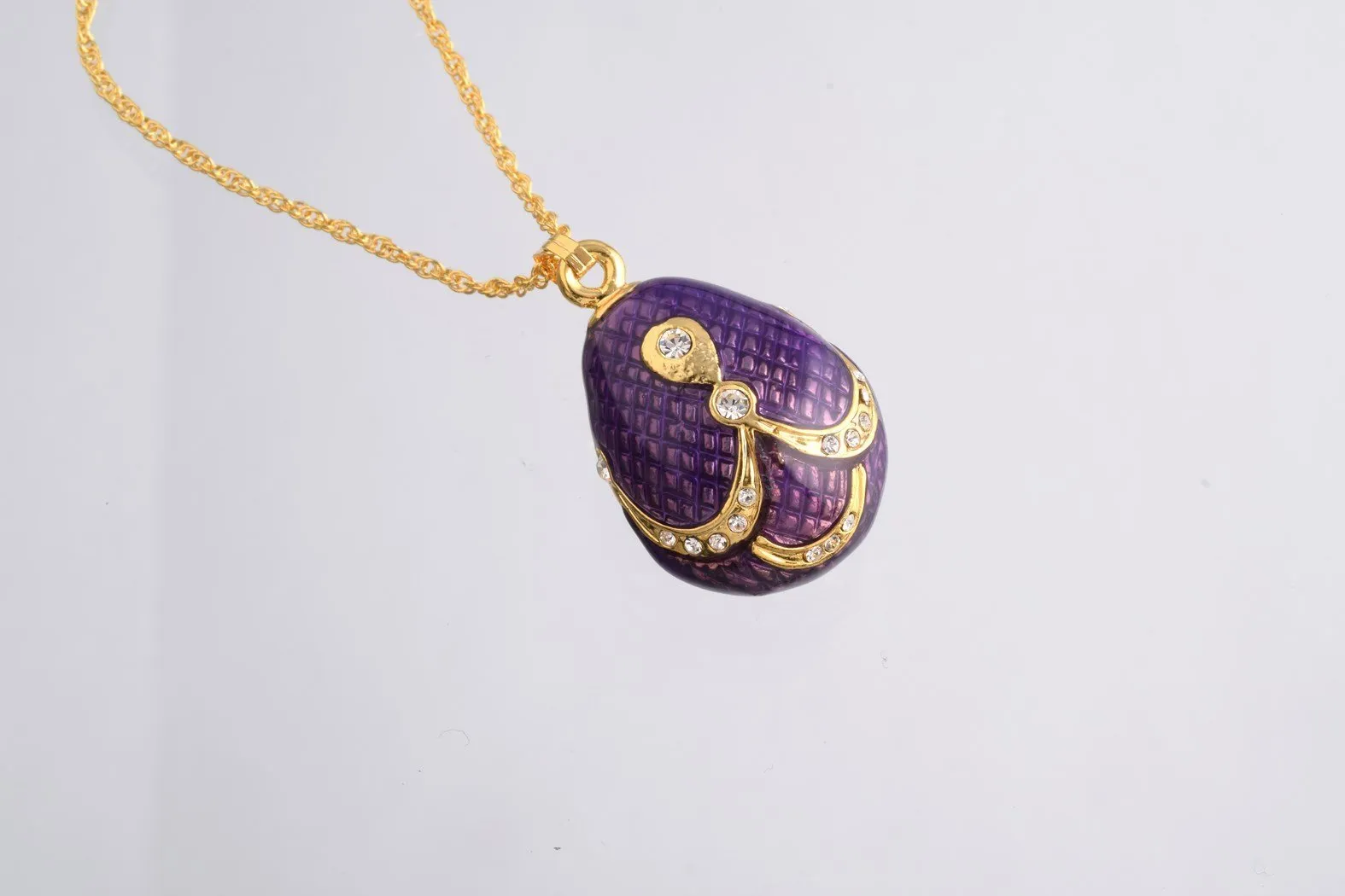 Purple & Gold Egg Pendant Necklace