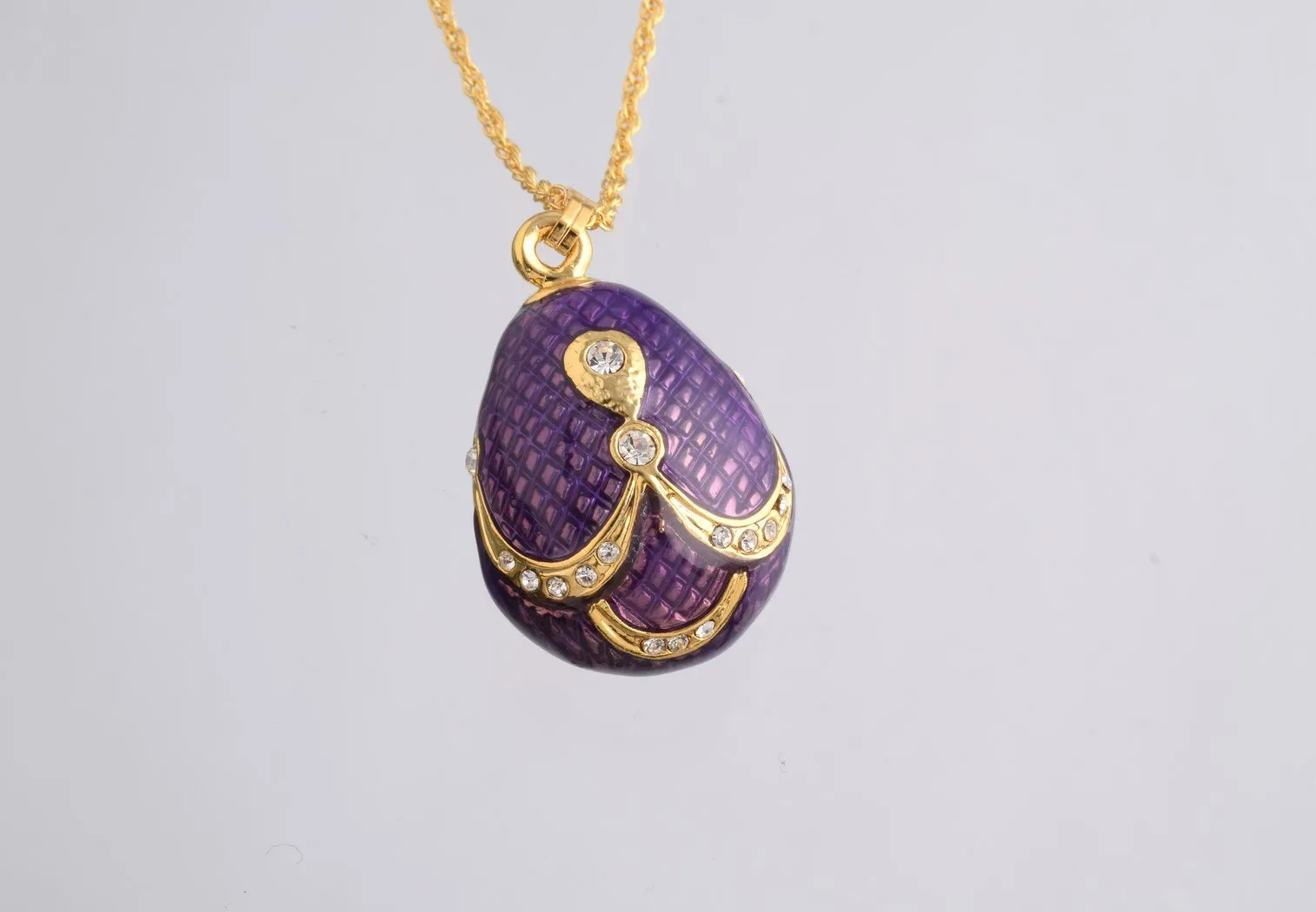 Purple & Gold Egg Pendant Necklace