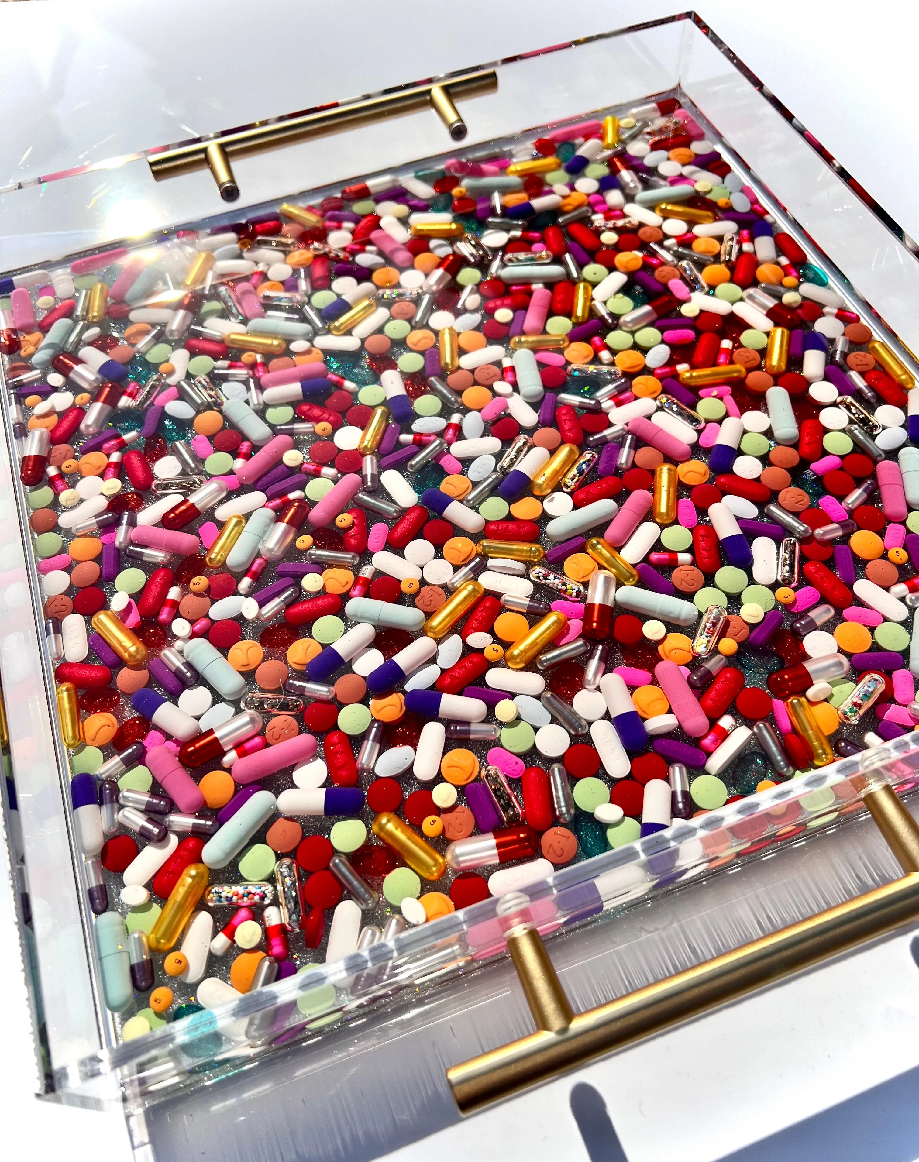 "Full Spectrum" Lucite Serving Tray, 12x12"