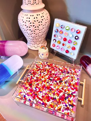"Full Spectrum" Lucite Serving Tray, 12x12"