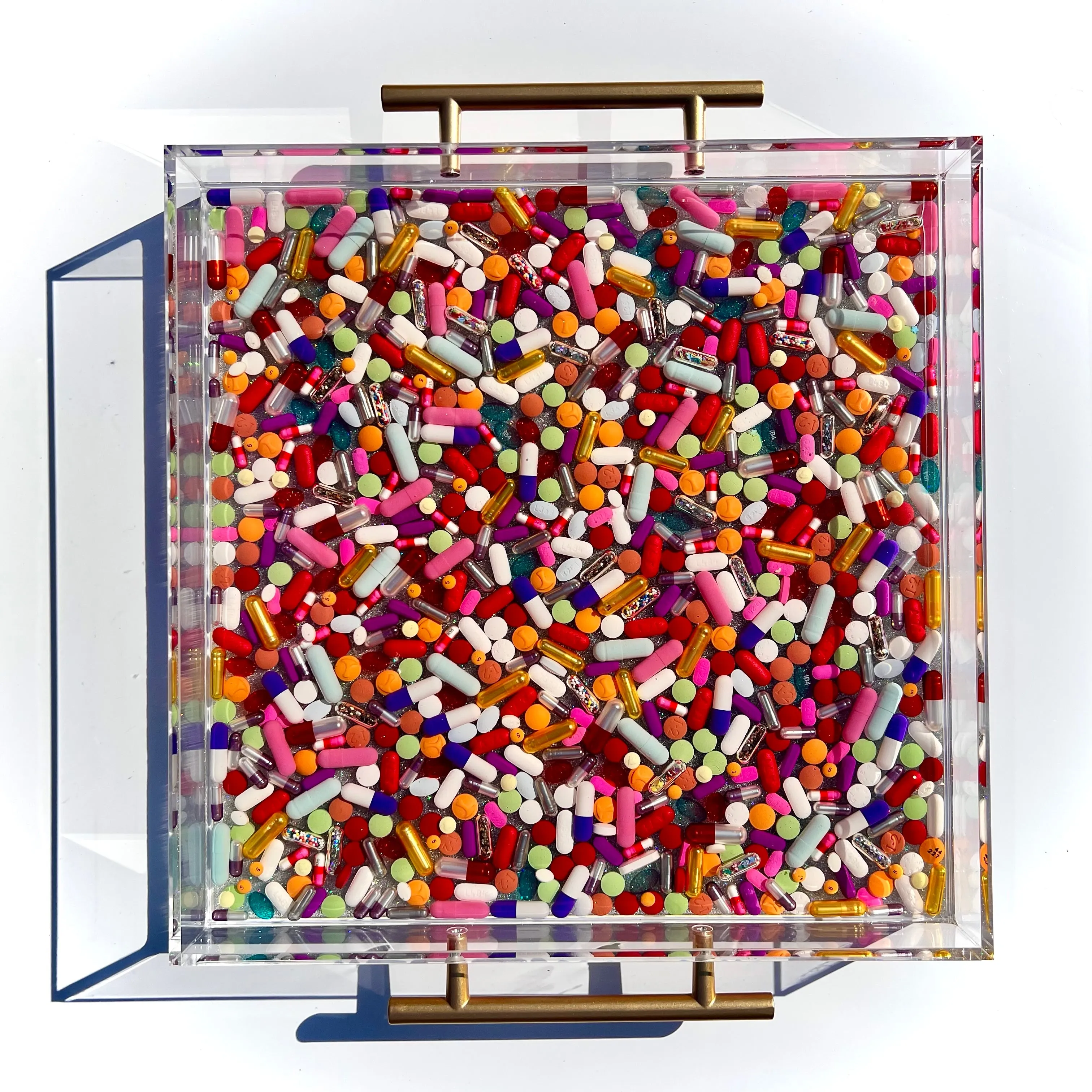 "Full Spectrum" Lucite Serving Tray, 12x12"