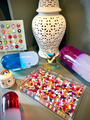 "Full Spectrum" Lucite Vanity Tray, 11x7"