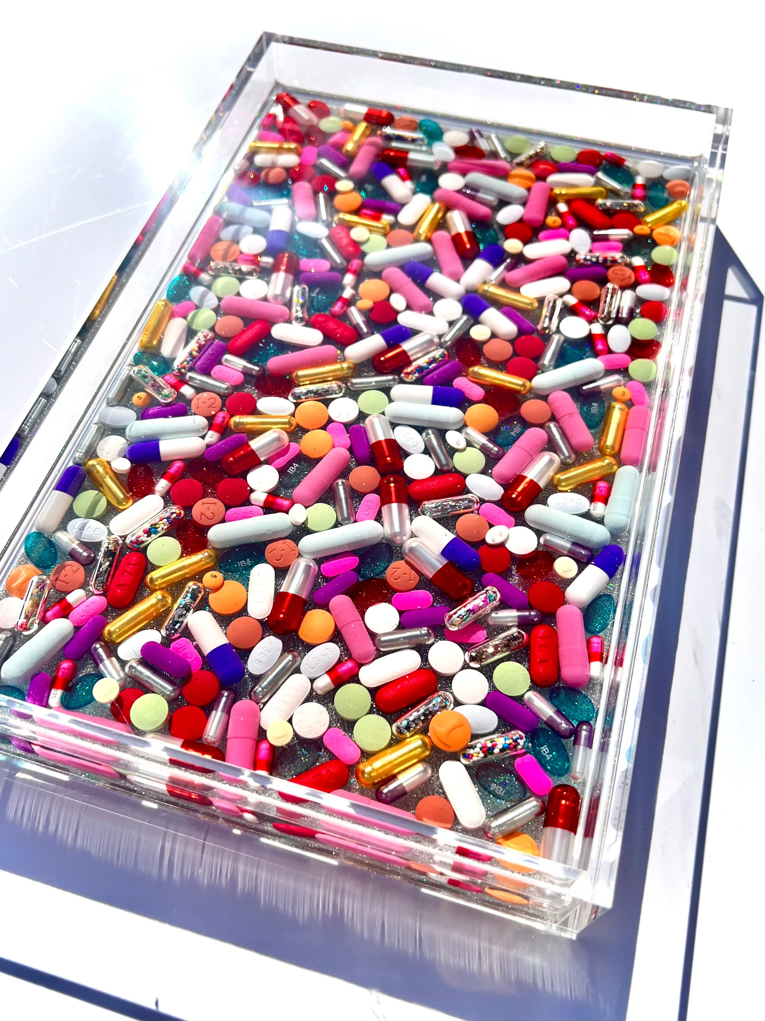 "Full Spectrum" Lucite Vanity Tray, 11x7"