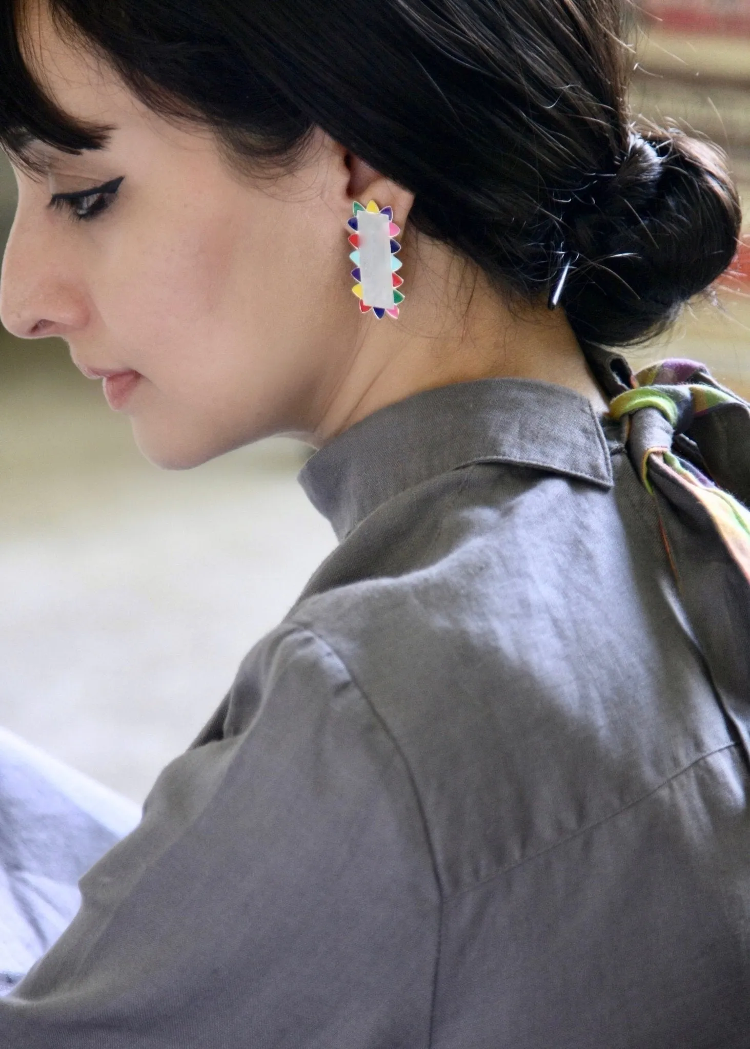 Ravishing, rectangular 'toran' earrings