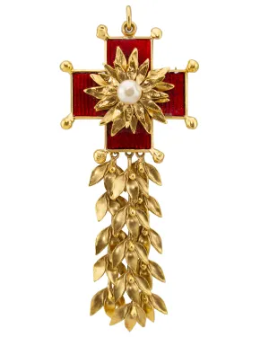 Red and Gold Maltese Cross Pin/Pendant