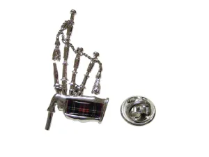 Red and Silver Toned Scottish Bag Pipes Music Instrument Lapel Pin