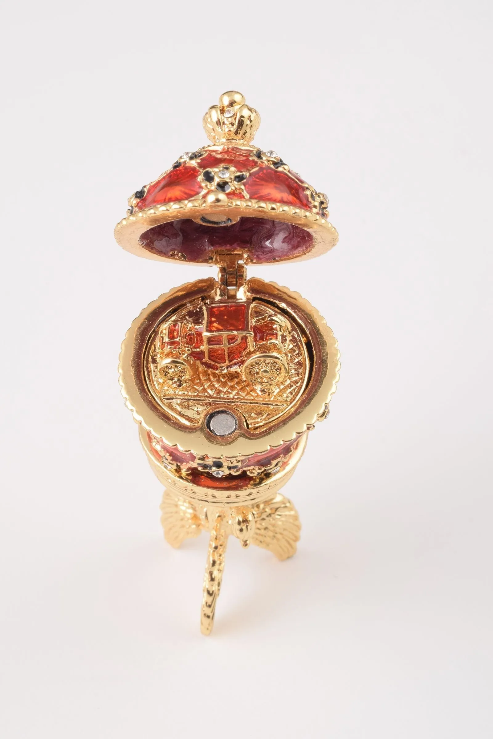 Red Faberge Egg with Car Inside