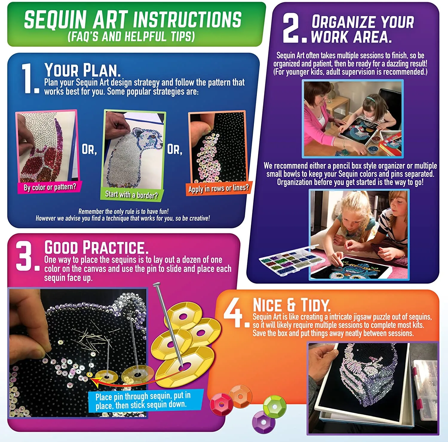 RED ROSE Sequin Art® Blue, Sparkling Arts and Crafts Picture Kit