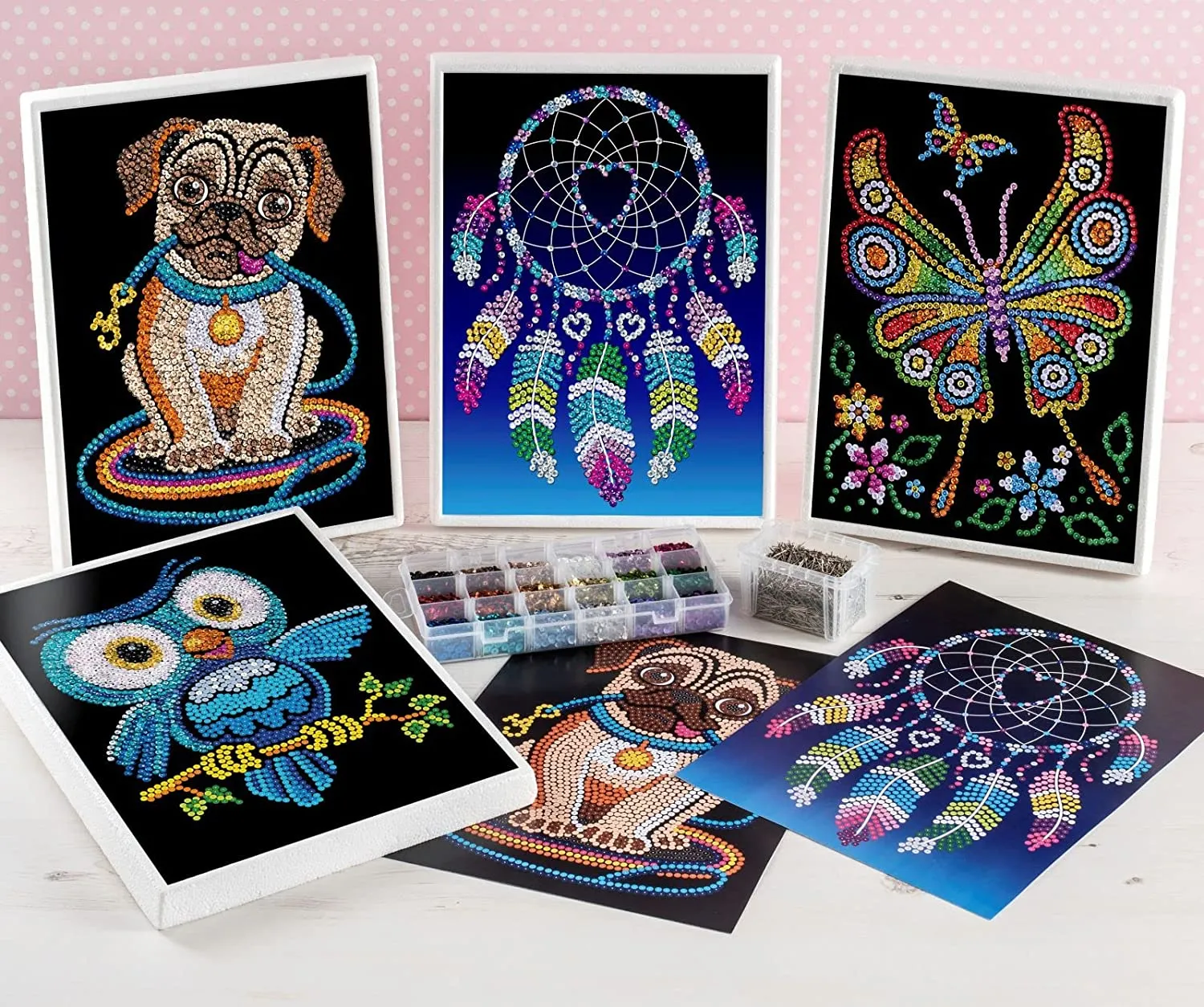 RED ROSE Sequin Art® Blue, Sparkling Arts and Crafts Picture Kit