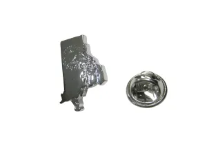 Rhode Island State Map Shape and Flag Design Lapel Pin