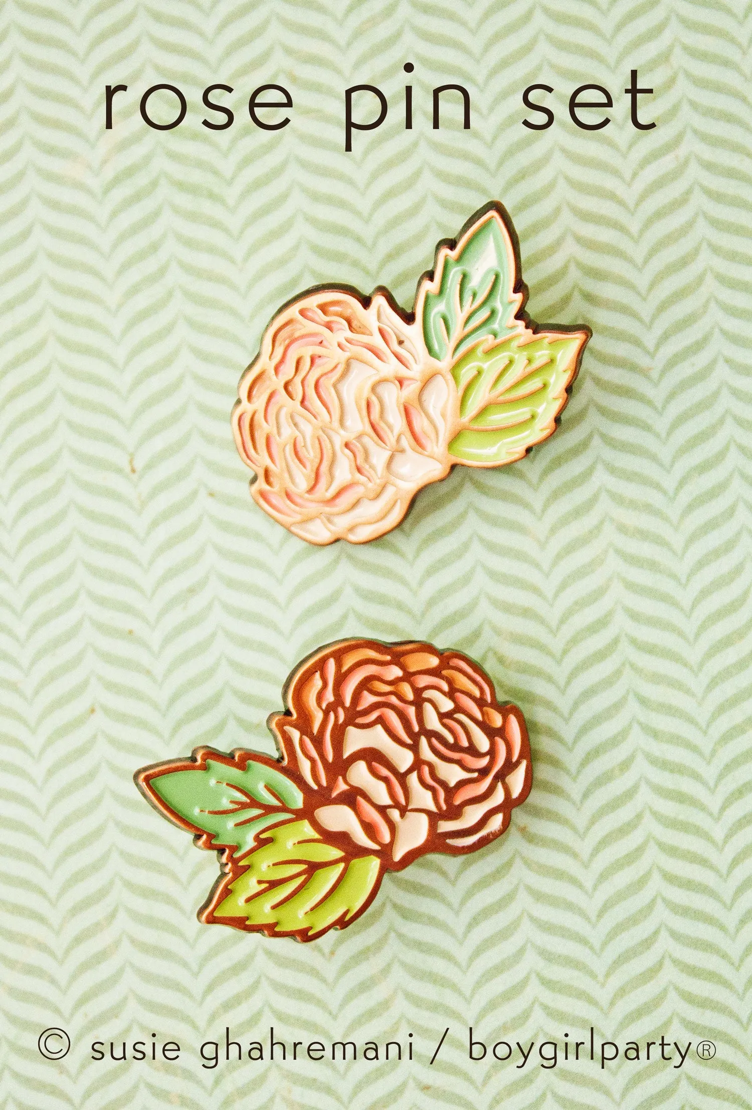 Rose Pin Set - Valentines Day Rose Enamel Pins - Wedding Lapel Pins