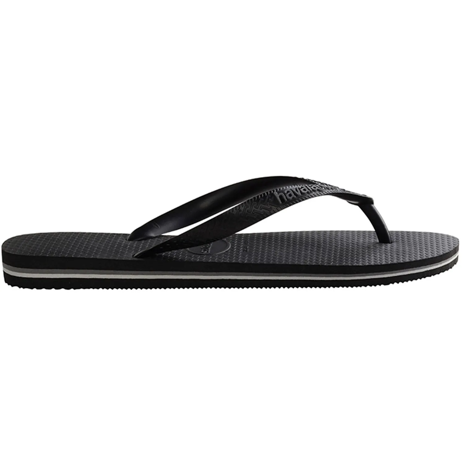 Rubber Logo Thongs Black Steel Grey