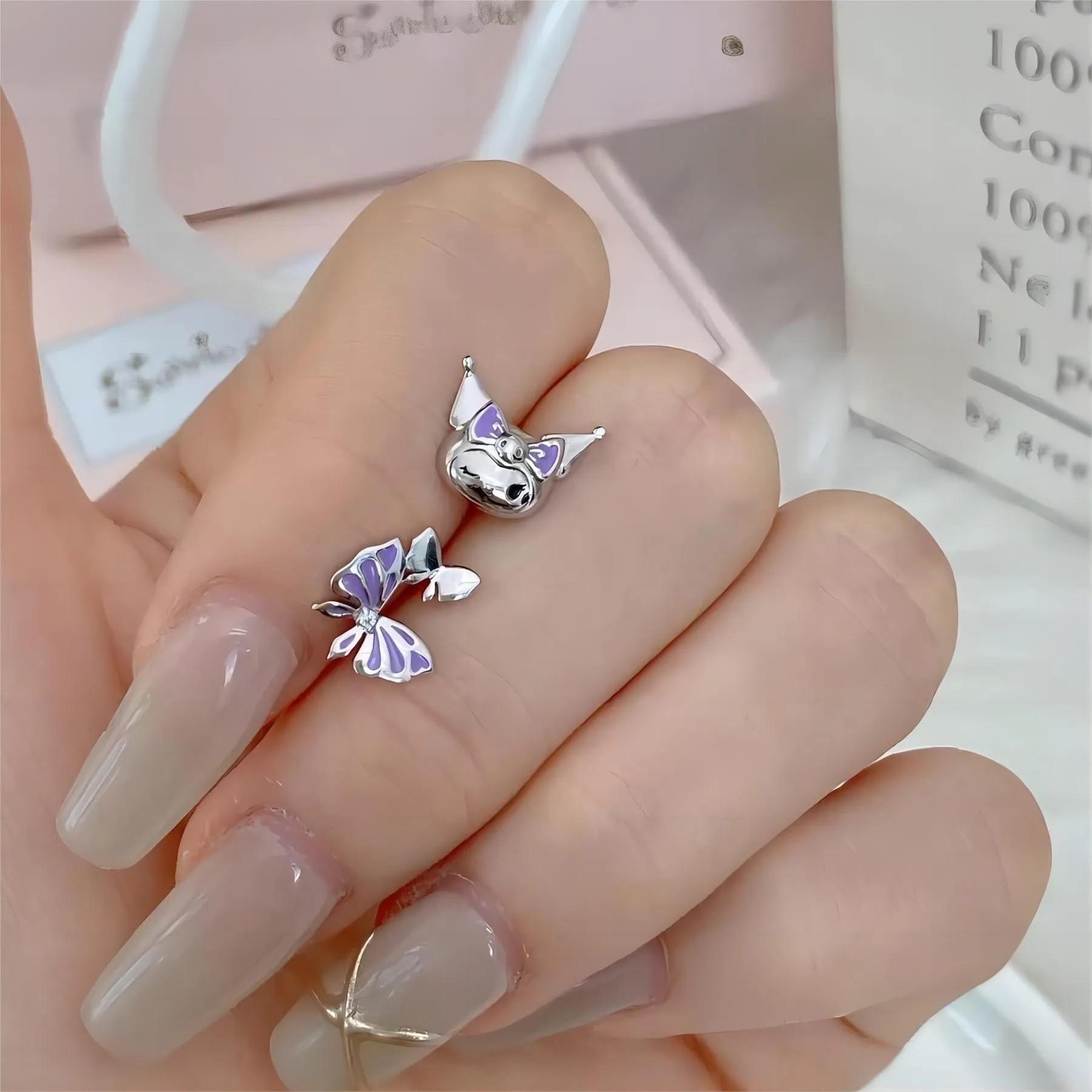 Sanrio Enamel Butterfly Kuromi Earrings