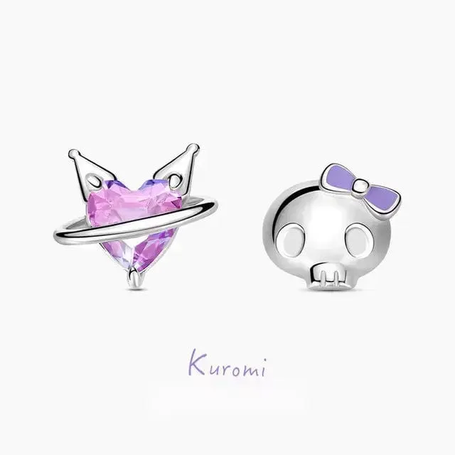 Sanrio Enamel Kuromi Heart Earrings