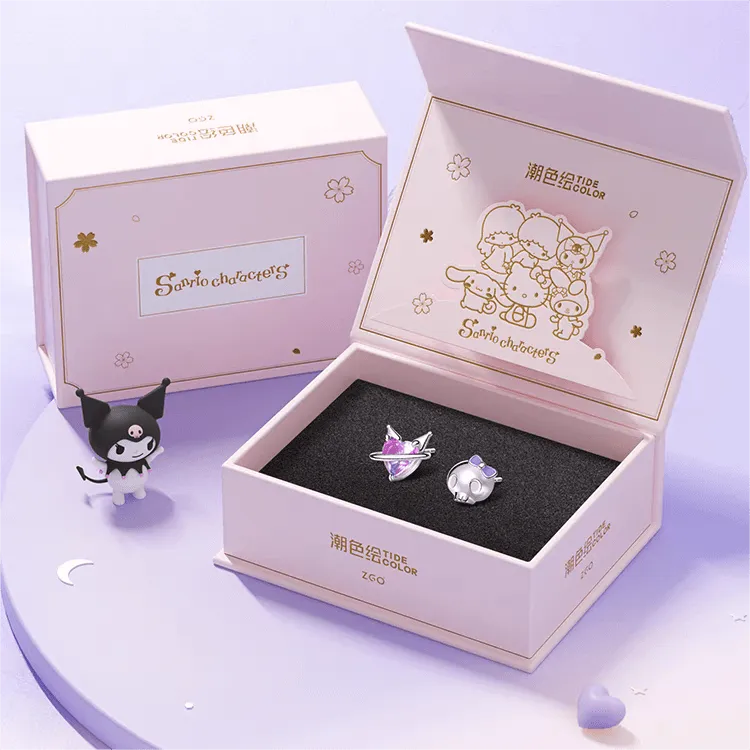 Sanrio Enamel Kuromi Heart Earrings
