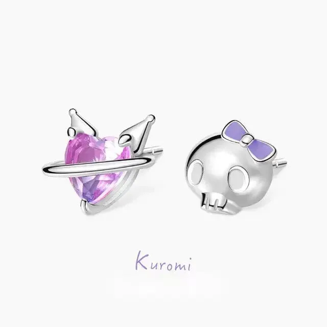 Sanrio Enamel Kuromi Heart Earrings