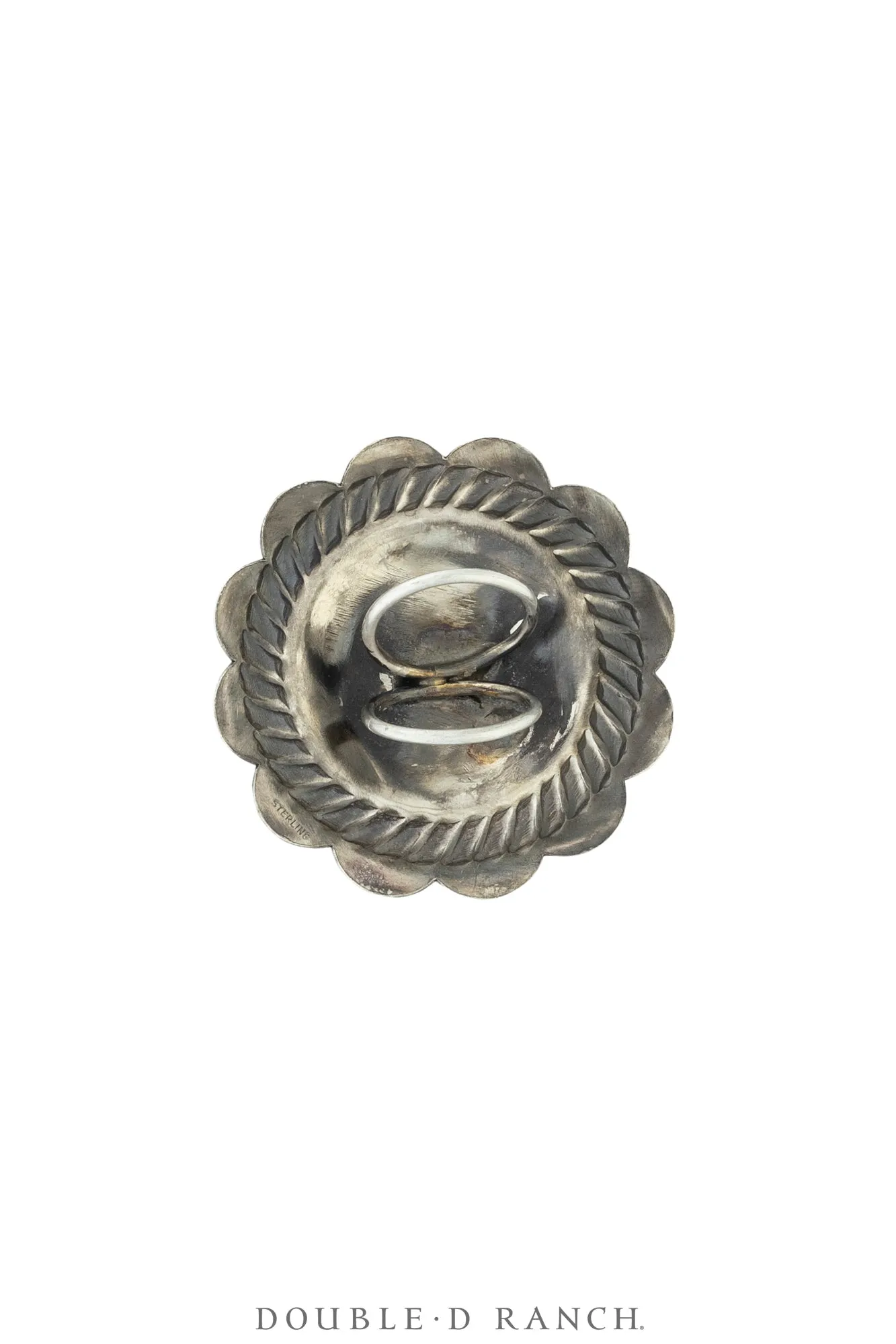 Scarf Slide, Concho, Engraved Sterling Silver, Vintage, 1103