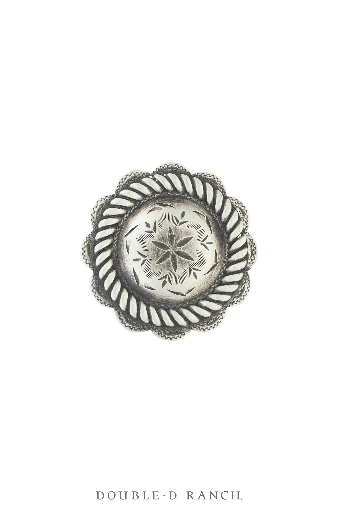 Scarf Slide, Concho, Engraved Sterling Silver, Vintage, 1103