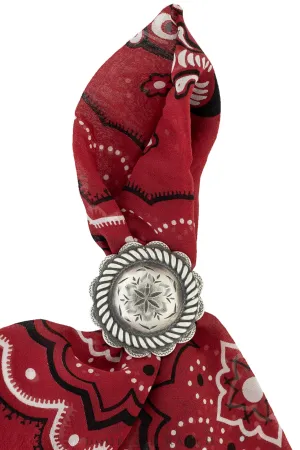 Scarf Slide, Concho, Engraved Sterling Silver, Vintage, 1103