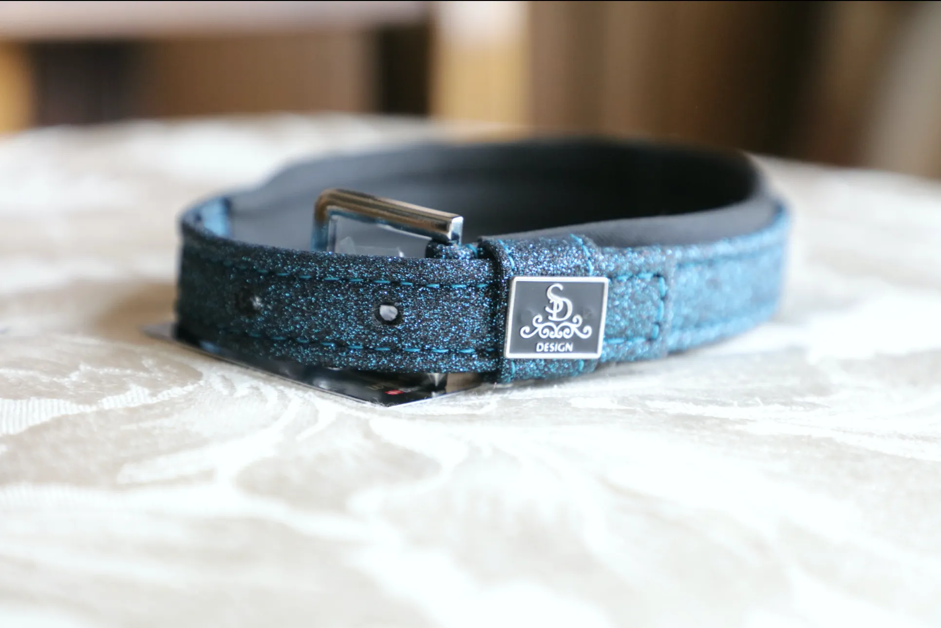 SD Design Glitter Dog Collar in Blue Lagoon
