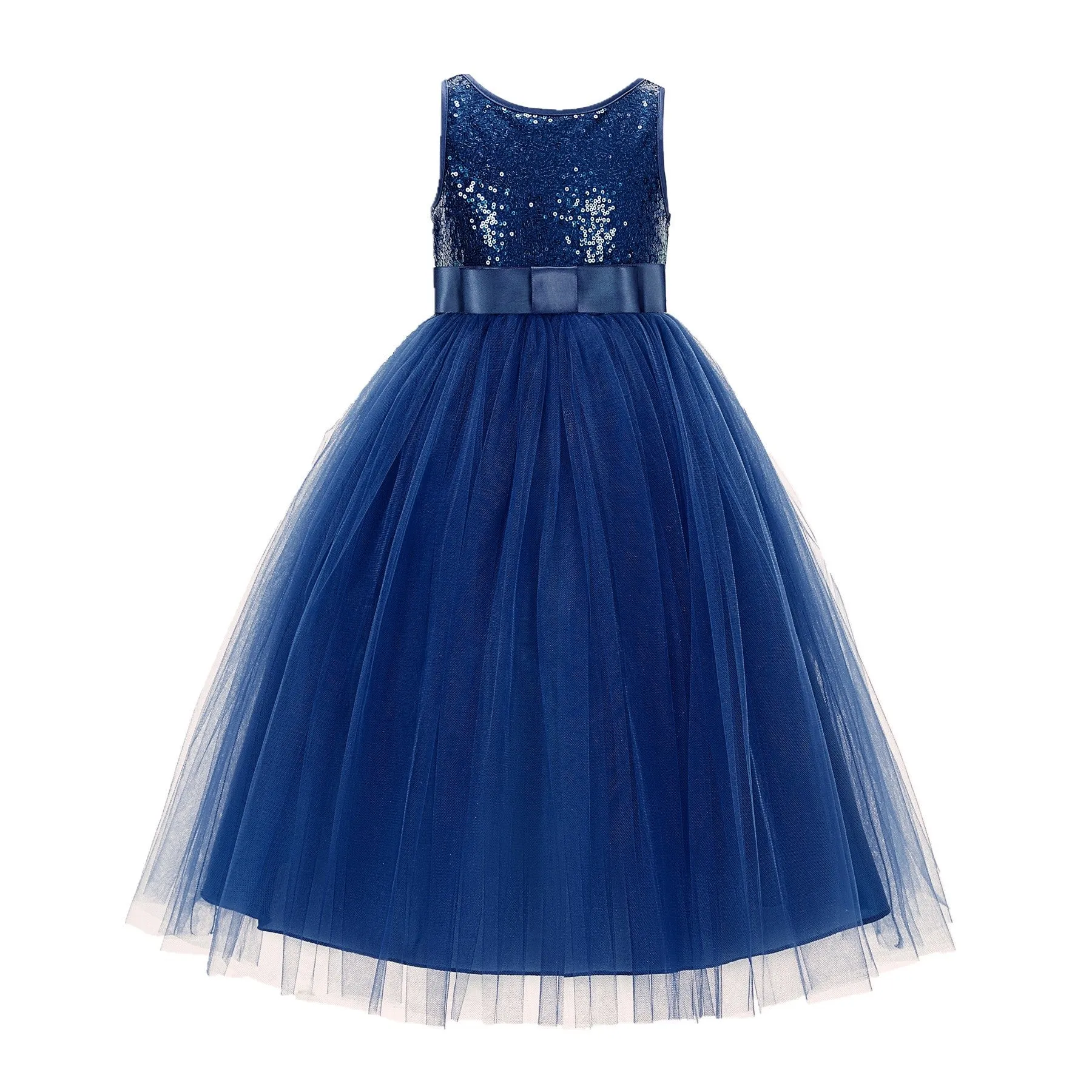 Sequin V-Back Flower Girl Dress Special Occasions Wedding Reception Communion Baptism Pageant LG1