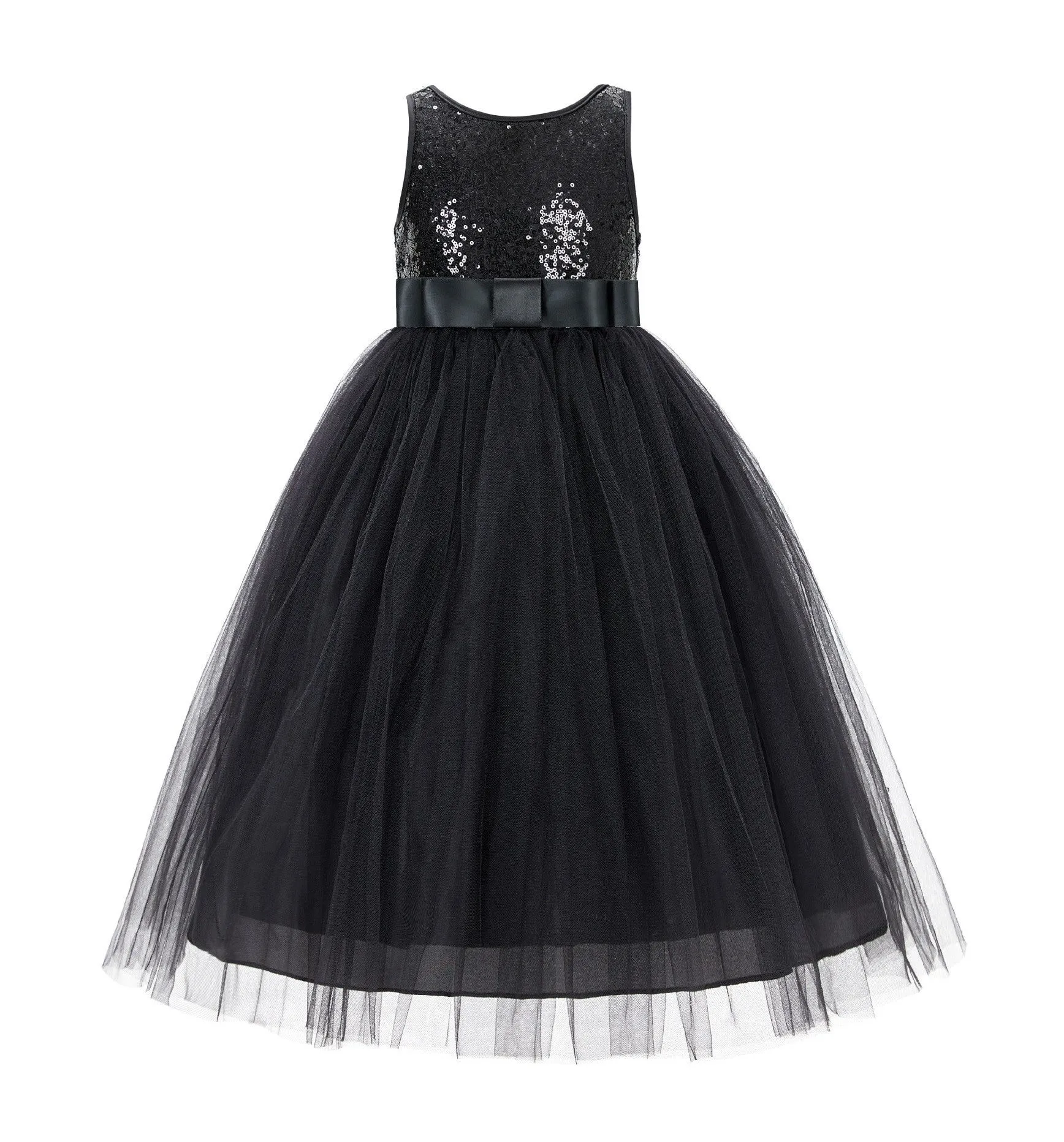 Sequin V-Back Flower Girl Dress Special Occasions Wedding Reception Communion Baptism Pageant LG1