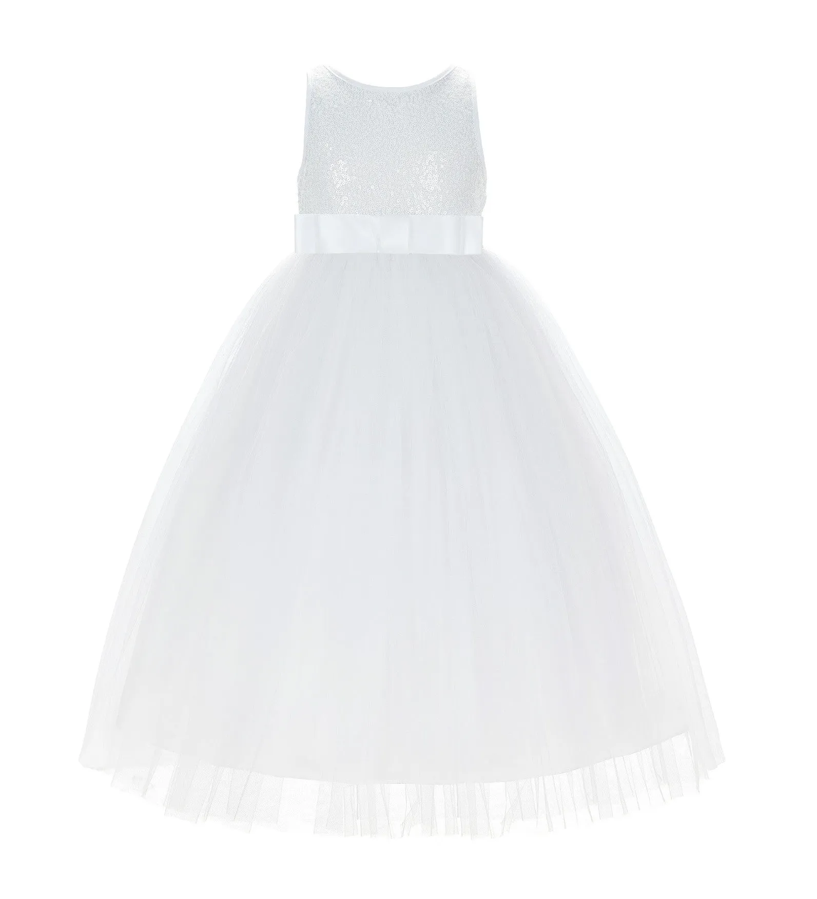 Sequin V-Back Flower Girl Dress Special Occasions Wedding Reception Communion Baptism Pageant LG1