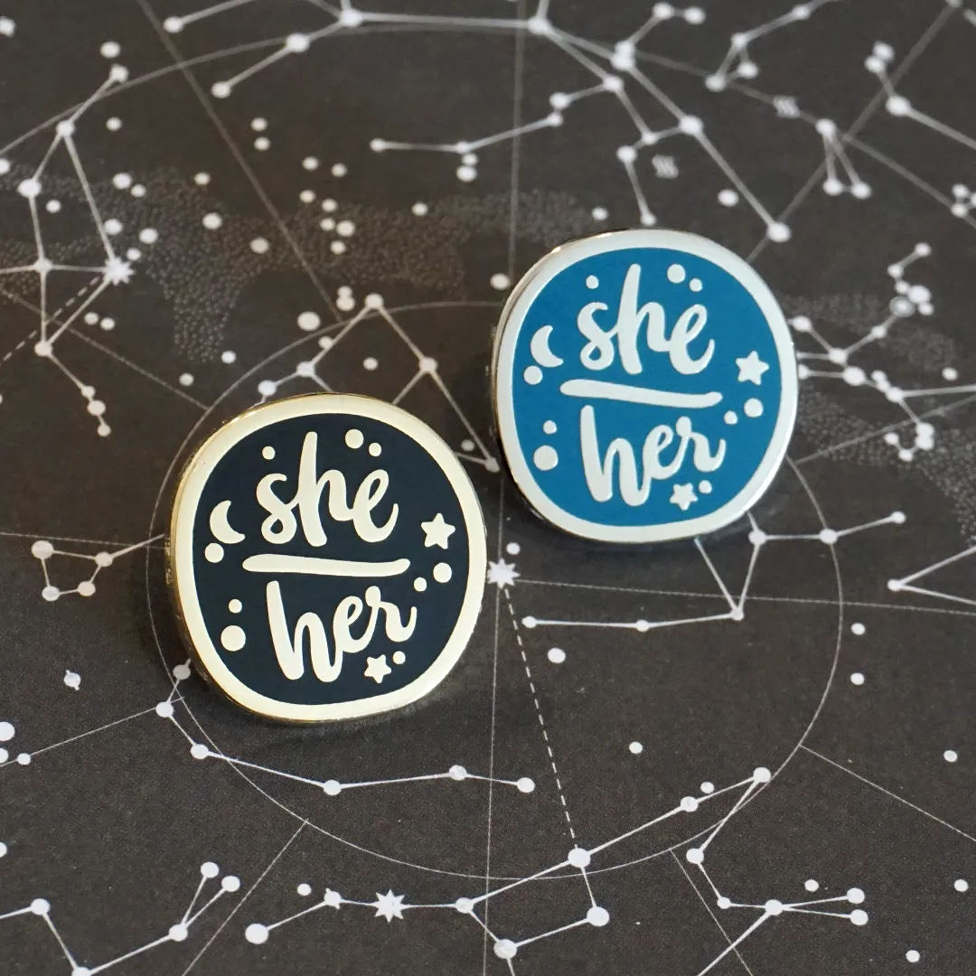 She/Her (Golden) | Enamel Pin