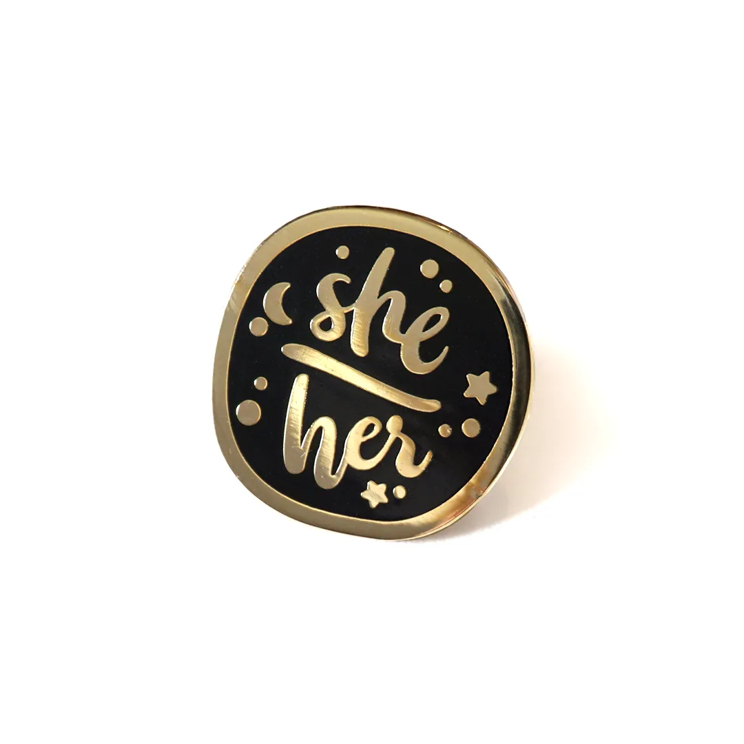 She/Her (Golden) | Enamel Pin