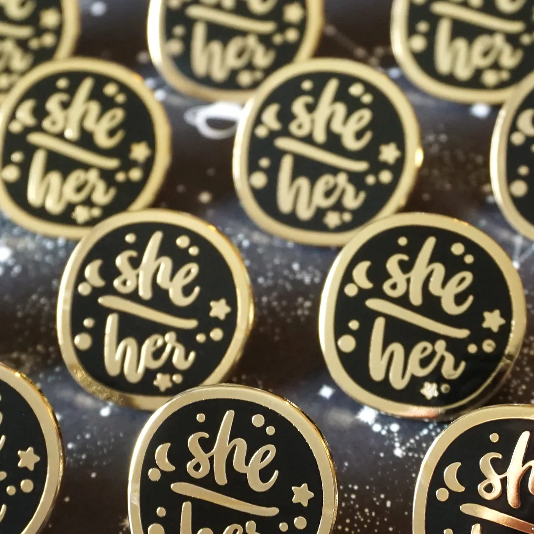 She/Her (Golden) | Enamel Pin