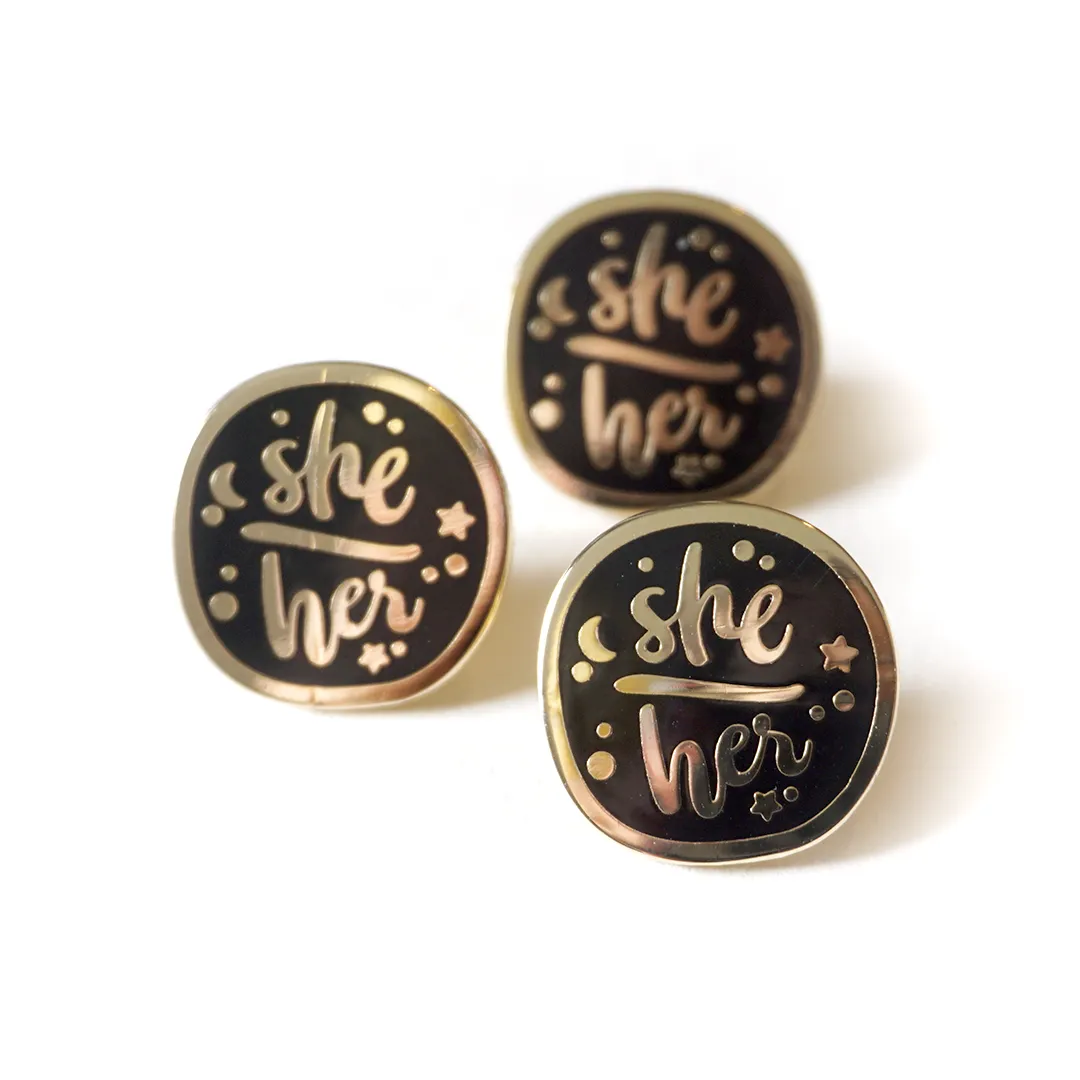 She/Her (Golden) | Enamel Pin