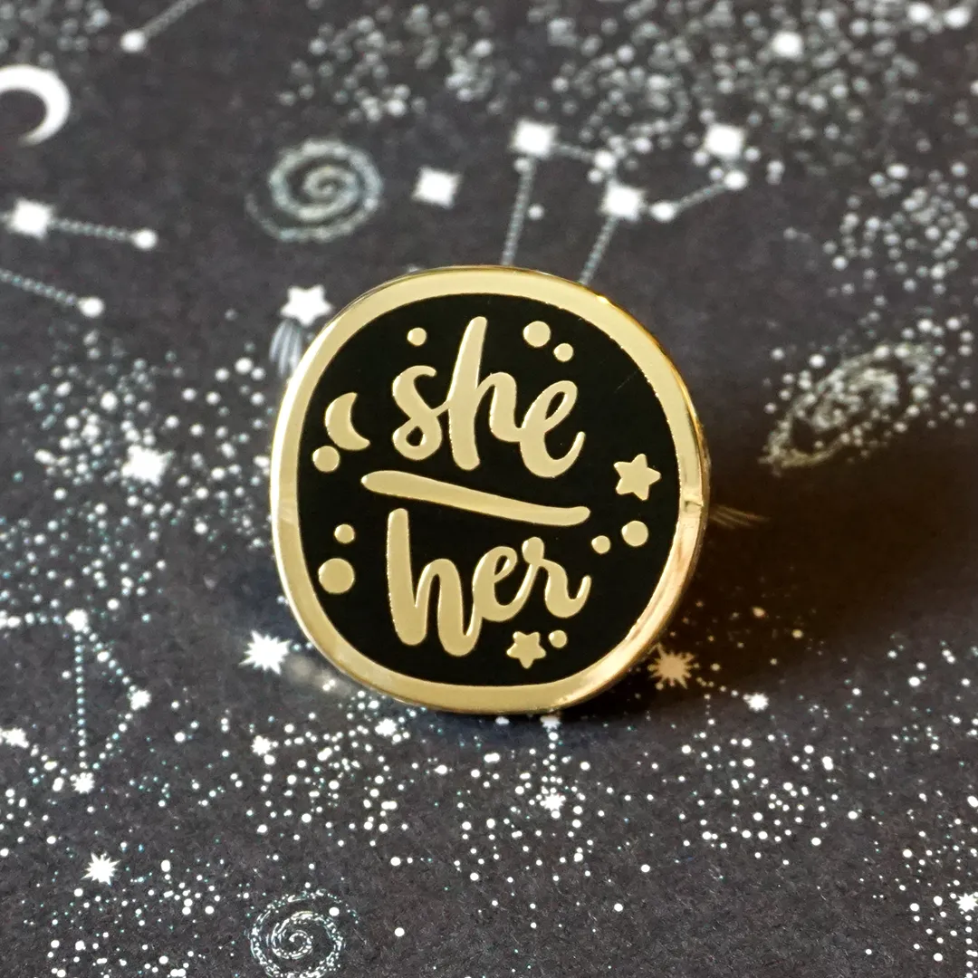 She/Her (Golden) | Enamel Pin