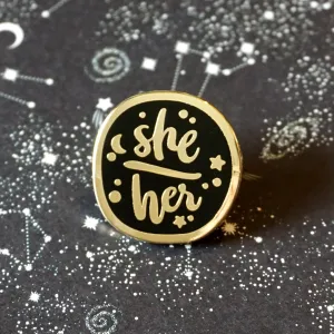 She/Her (Golden) | Enamel Pin