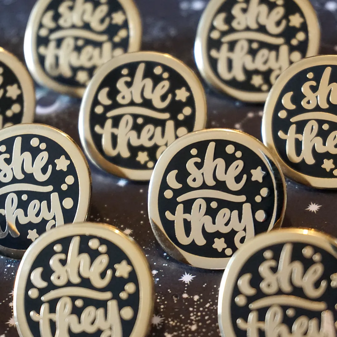 She/They (Golden) | Enamel Pin