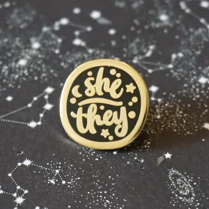 She/They (Golden) | Enamel Pin