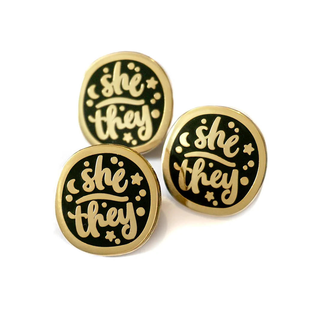 She/They (Golden) | Enamel Pin