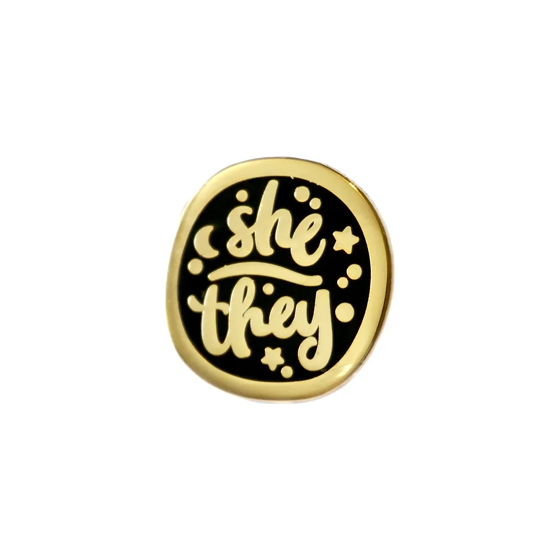 She/They (Golden) | Enamel Pin