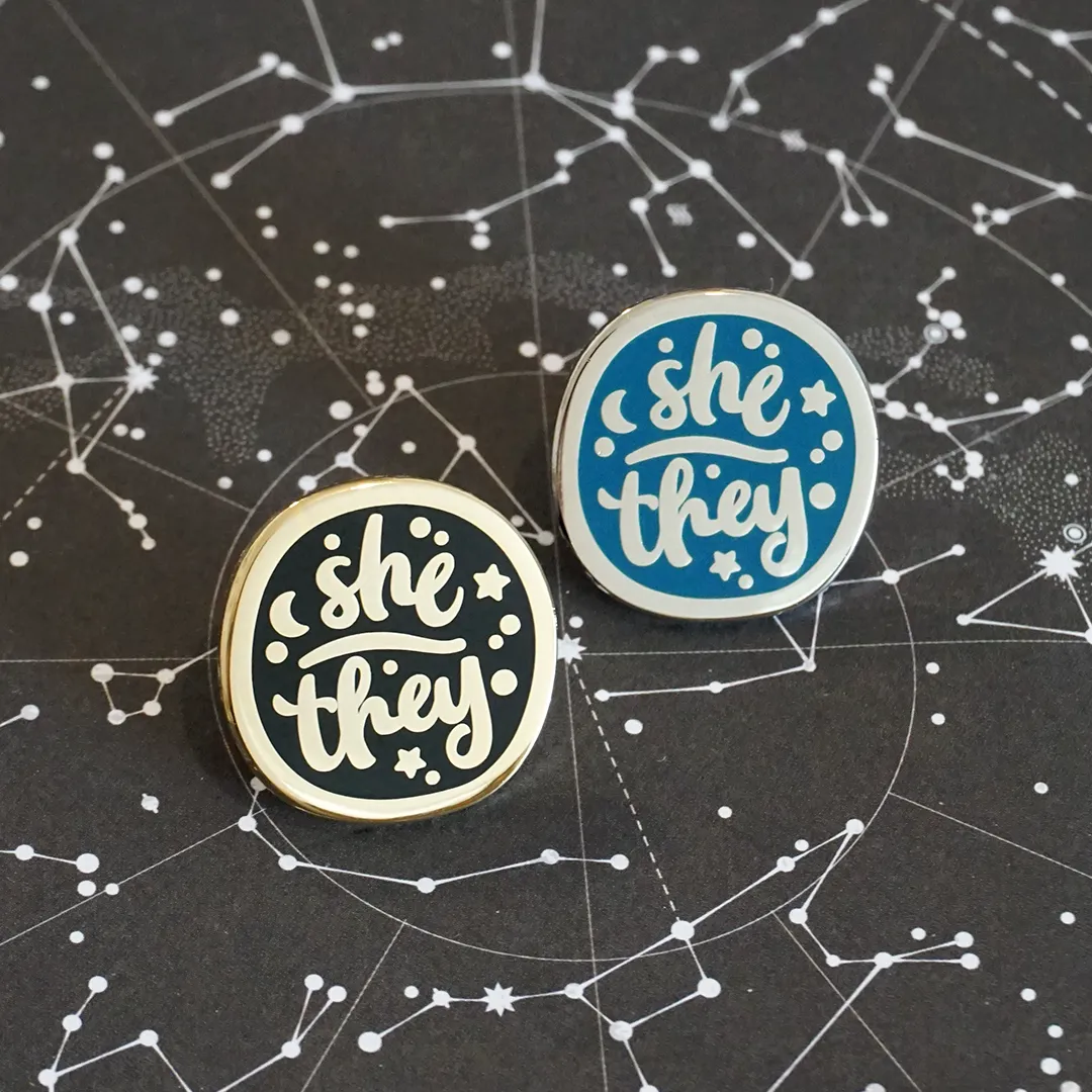 She/They (Silver) | Enamel Pin