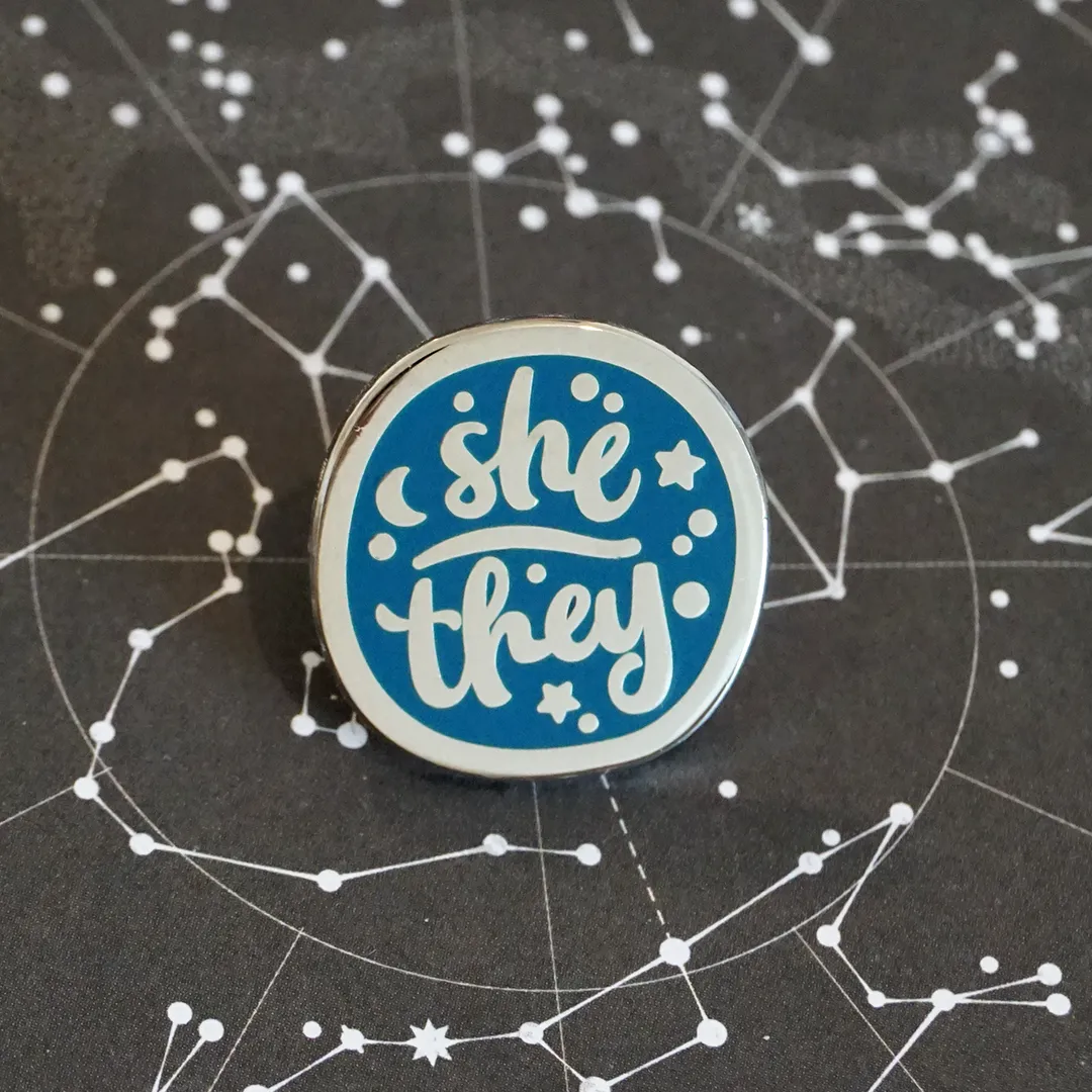 She/They (Silver) | Enamel Pin
