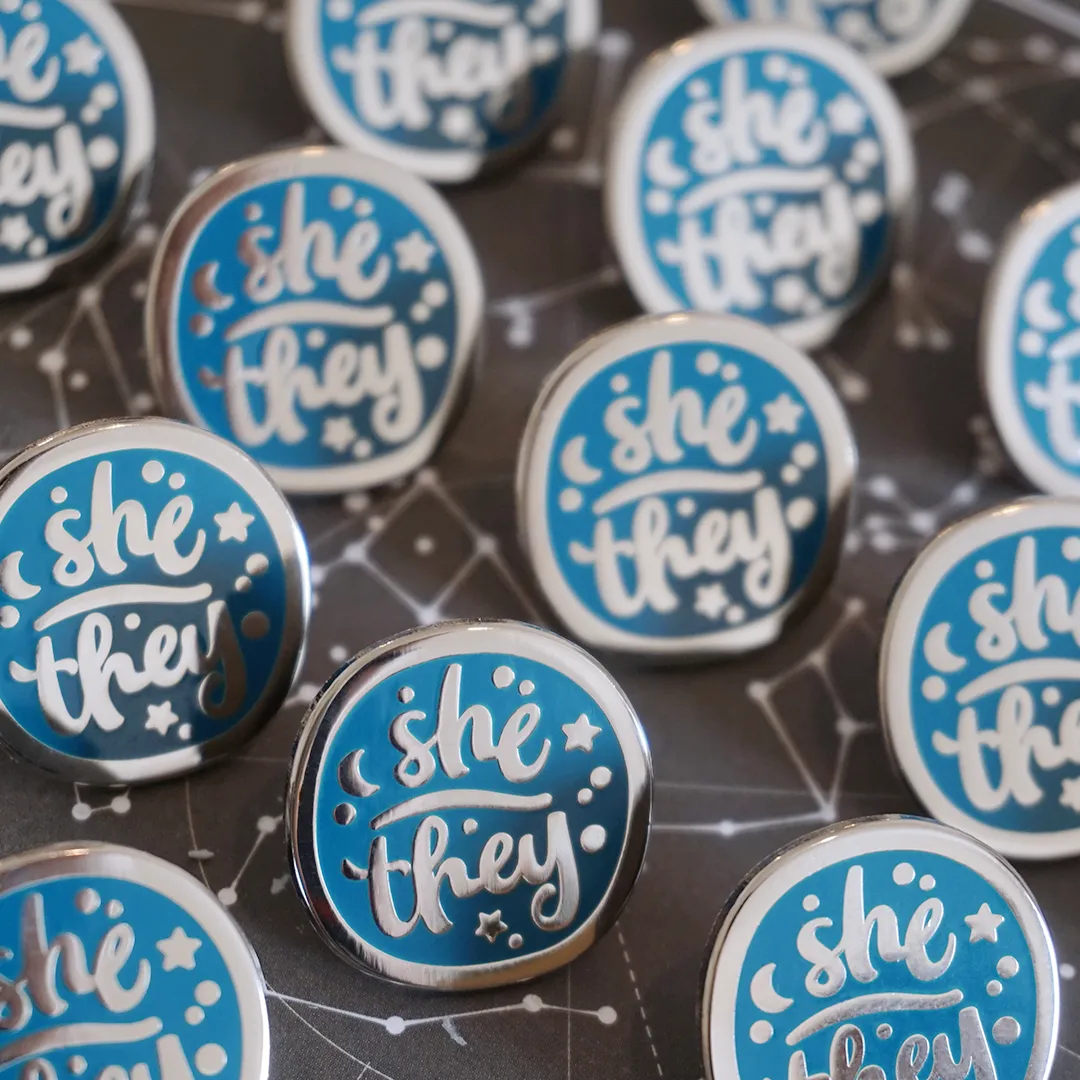 She/They (Silver) | Enamel Pin
