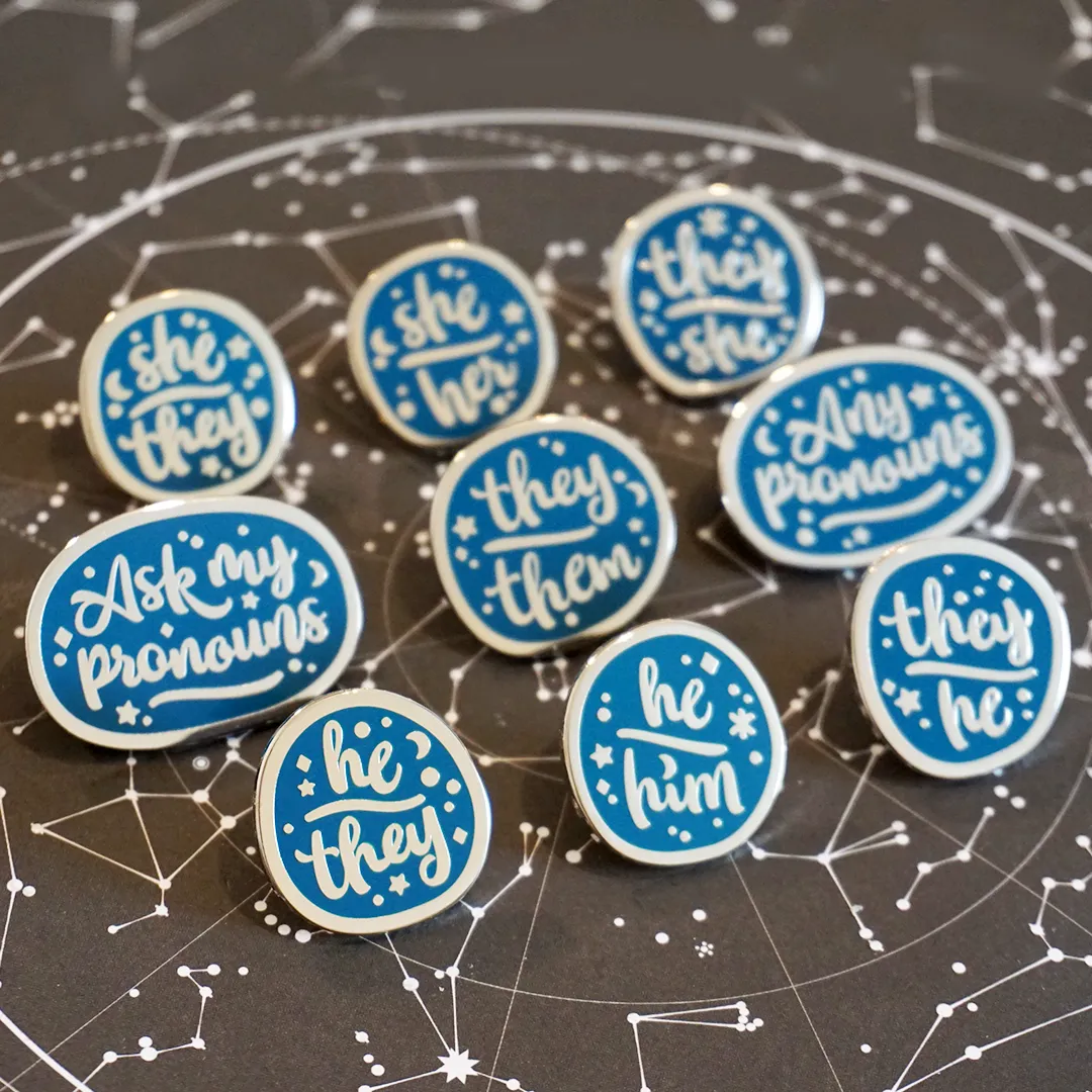 She/They (Silver) | Enamel Pin