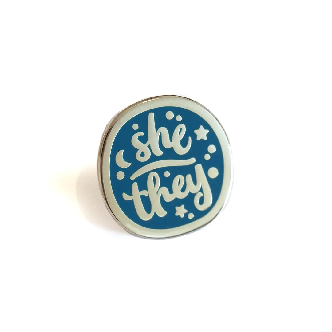 She/They (Silver) | Enamel Pin