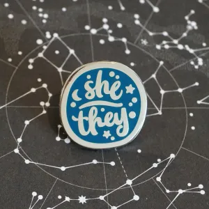 She/They (Silver) | Enamel Pin